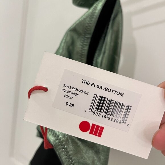 NWT Solid & Striped Elsa Bikini Swim Bottom MEDIUM Metallic Green Sage - Picture 6 of 8